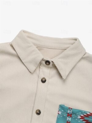 Vintage Regular Fit Geometric Long Sleeve Ethnic Jacket - Image 10