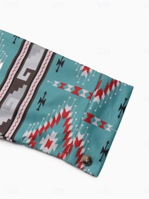 Vintage Regular Fit Geometric Long Sleeve Ethnic Jacket - Image 11