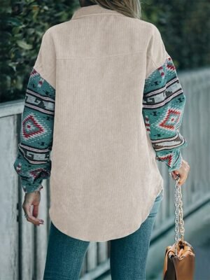 Vintage Regular Fit Geometric Long Sleeve Ethnic Jacket - Image 2