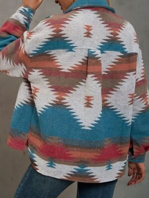 Vintage Regular Fit Geometric Long Sleeve Summer Jacket - Image 6