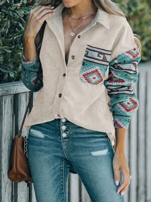 Vintage Regular Fit Geometric Long Sleeve Ethnic Jacket - Image 6