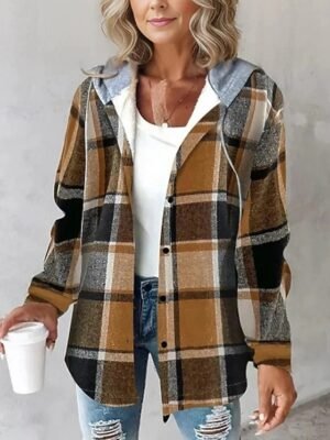 Vintage Regular Fit Plaid Long Sleeve Fall Blazer - Image 1