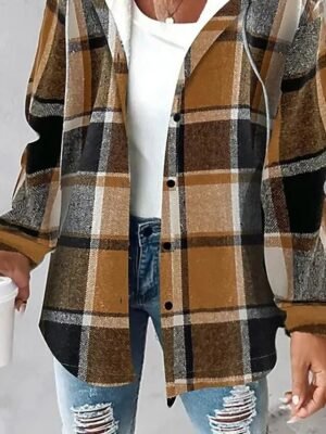 Vintage Regular Fit Plaid Long Sleeve Fall Blazer - Image 3