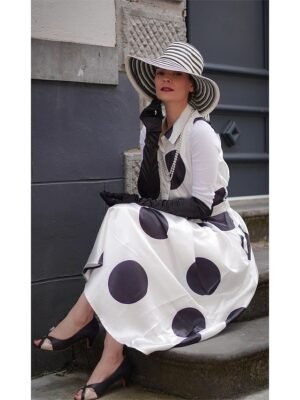 Vintage Regular Fit Polka Dot Shirt Collar Sleeveless Maxi Dress - Image 14