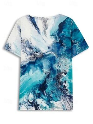 Vintage Regular Geometric Round Neck Short Sleeve Tops - Image 7