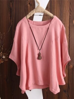 Vintage Regular Plain Crewneck Half Sleeve Top - Image 2