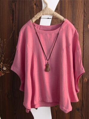 Vintage Regular Plain Crewneck Half Sleeve Top - Image 9