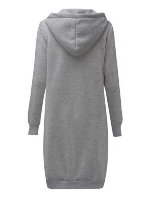 Vintage Relaxed Solid Zip Up Long Sleeve Long Hoodie - Image 5