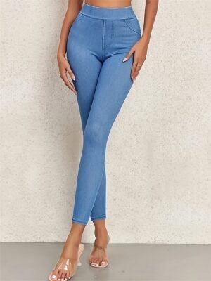 Vintage Slim Fit 3D Print High Waist Full Length Leggings - Image 26