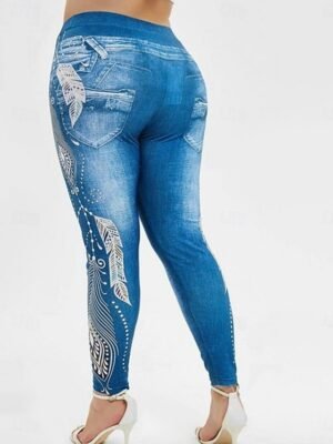 Vintage Slim Fit 3D Print High Waist Full Length Leggings - Image 32