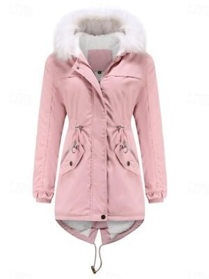 Winter Loose Solid Zipper Hoodie Long Sleeve Coat - Image 3