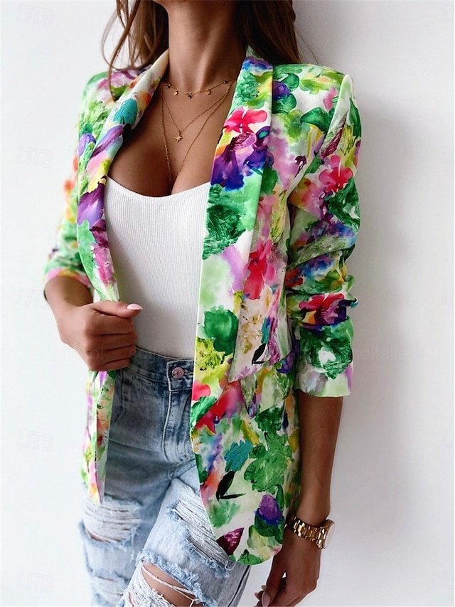Work Regular Fit Floral Long Sleeve Blazer - Image 2