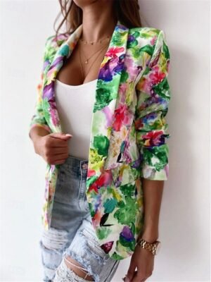 Work Regular Fit Floral Long Sleeve Blazer - Image 3