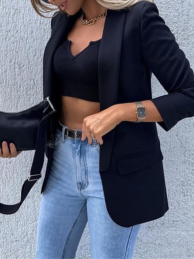 Work Regular Fit Solid Colour Long Sleeve Blazer - Image 2