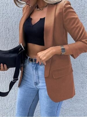 Work Regular Fit Solid Colour Long Sleeve Blazer - Image 4