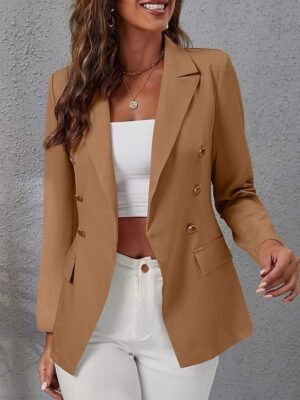 Work Regular Solid Button Long Sleeve Fall Blazer - Image 1