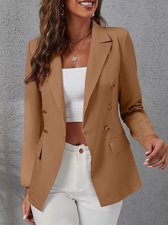 Work Regular Solid Button Long Sleeve Fall Blazer - Image 1