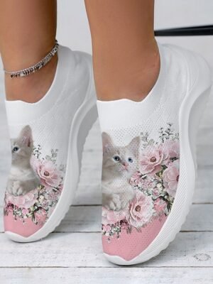 Adorable Casual Floral Slip-On Sneakers - Image 1