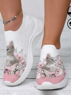 Adorable Casual Floral Slip-On Sneakers - Image 2