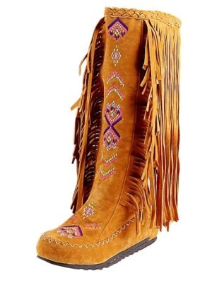 Bohemian Western Fringe Knee-High Tribal Embroidered Boots - Image 14