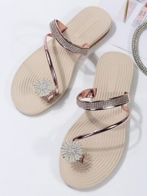 Boho Beach Rhinestone Flat Heel Strappy Sandals - Image 20