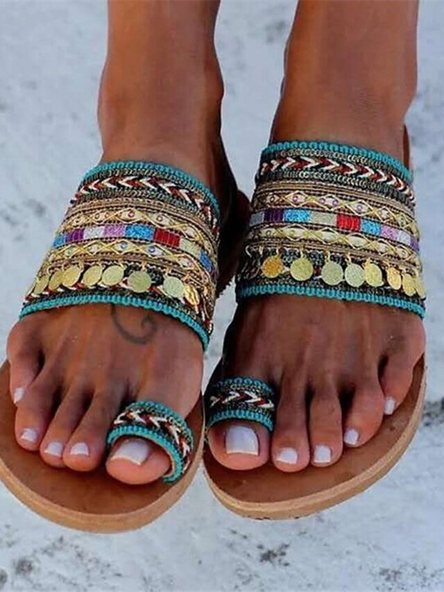 Boho Beaded Colourful Strap Toe Ring Open-Toe Sandals - Image 4