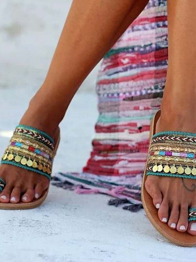 Boho Beaded Colourful Strap Toe Ring Open-Toe Sandals - Image 5