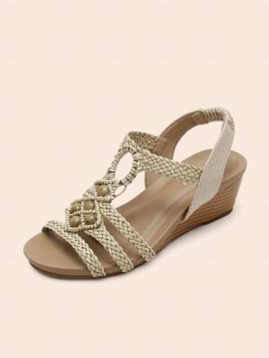 Boho Braided Beaded Open-Toe Wedge Sandals - Image 8