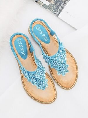 Boho Casual Floral Elastic Strap Summer Sandals - Image 3