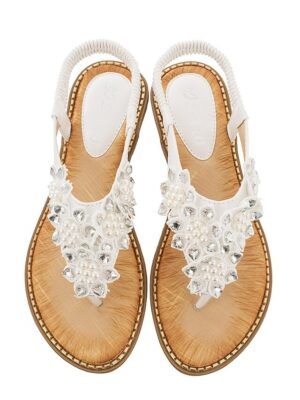 Boho Casual Floral Elastic Strap Summer Sandals - Image 7