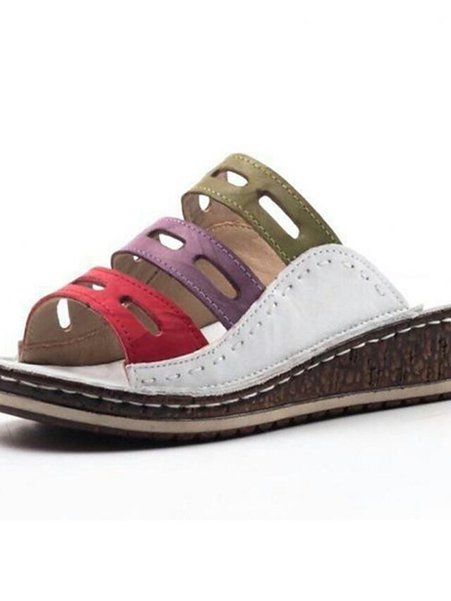 Boho Open-Toe Cut-Out Wedge Sandals - Image 2