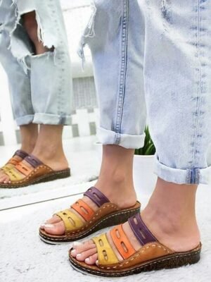 Boho Open-Toe Cut-Out Wedge Sandals - Image 6