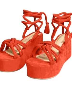 Boho Platform Rope Lace-Up Wedge Sandals - Image 2