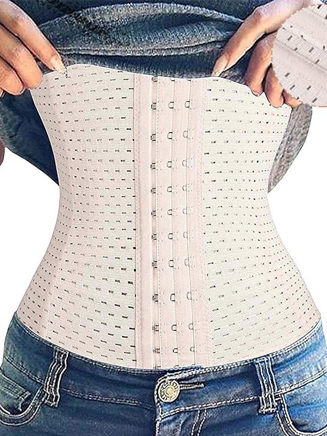 Breathable Solid Colour Front Close Waist Trainer - Image 1