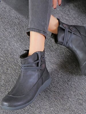 Brown Casual Round Toe Ankle Boots - Image 14