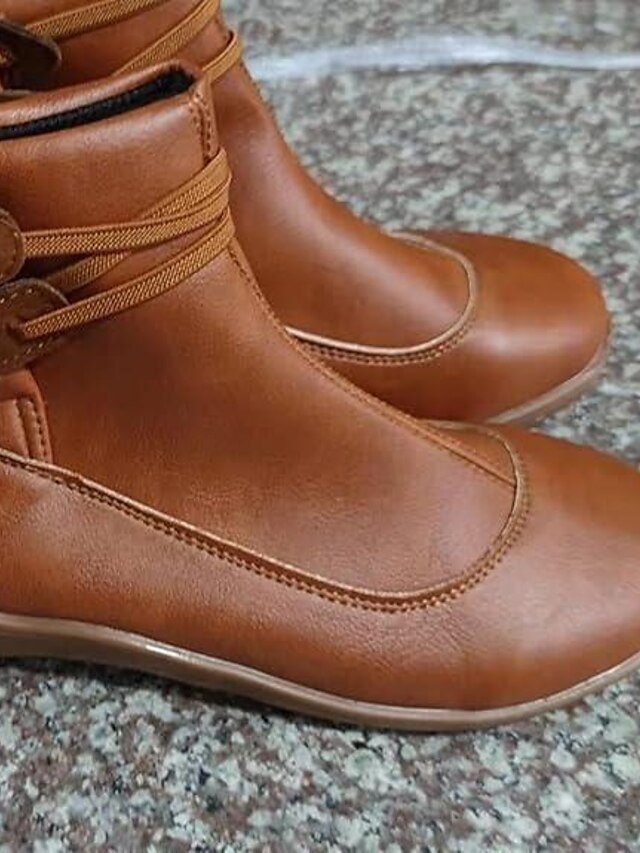 Brown Casual Round Toe Ankle Boots - Image 2