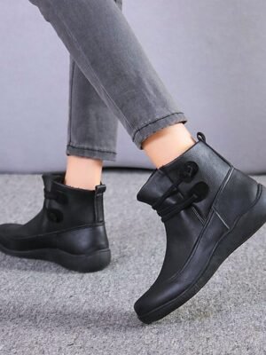 Brown Casual Round Toe Ankle Boots - Image 6