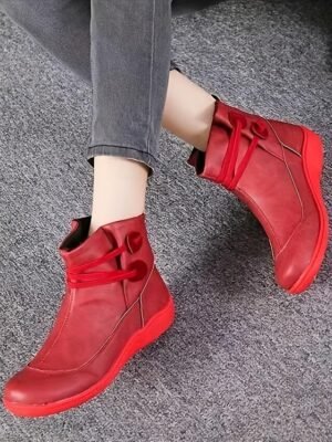 Brown Casual Round Toe Ankle Boots - Image 9