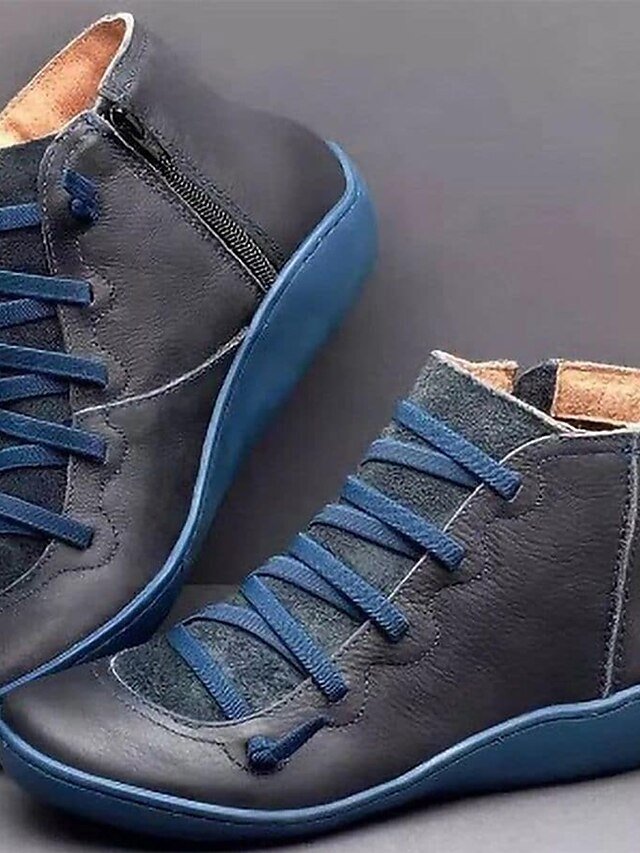 Casual Ankle Brown Leather Round Toe Boots - Image 8