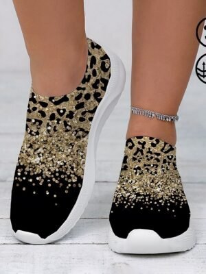 Casual Chunky Leopard Print Slip-On Platform Sneakers - Image 1