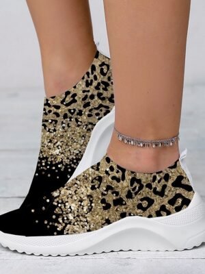 Casual Chunky Leopard Print Slip-On Platform Sneakers - Image 3
