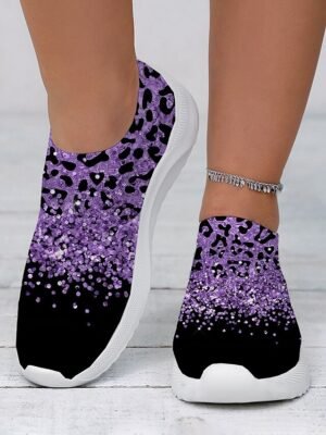 Casual Chunky Leopard Print Slip-On Platform Sneakers - Image 5