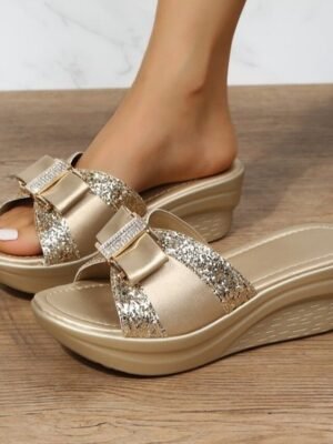 Casual Classic Solid Peep Toe Flat Heel Platform Sandals - Image 6