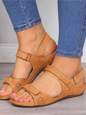 Casual Comfort Cut-Out Velcro Strap Sandals - Image 11