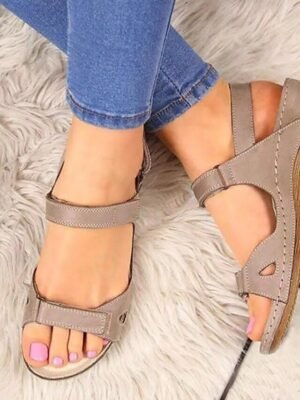 Casual Comfort Cut-Out Velcro Strap Sandals - Image 9