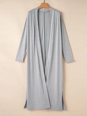 Casual Comfort Elastic Waist Long Sleeve Cardigan Pajama Set - Image 2