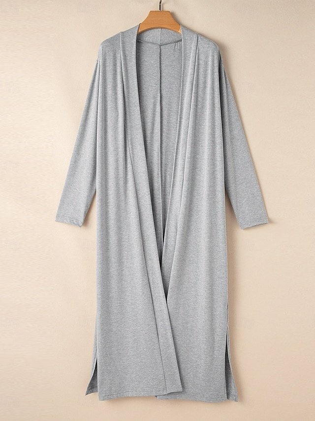Casual Comfort Elastic Waist Long Sleeve Cardigan Pajama Set - Image 2