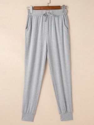 Casual Comfort Elastic Waist Long Sleeve Cardigan Pajama Set - Image 4