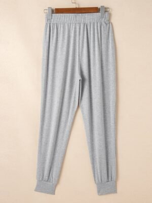 Casual Comfort Elastic Waist Long Sleeve Cardigan Pajama Set - Image 5