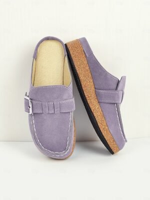 Casual Comfort Faux Suede Slip-On Buckle Loafers - Image 17